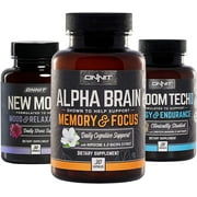 Onnit Alpha Brain (30ct) & New Mood (30ct) Nootropics Brain Support Supplement with Shroom Tech Sport (28ct) - Caffeine-Free, Clinically Studied Ingredients for Memory & Focus - For Men & Women