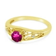 thumbnail image 3 of 14k Yellow Gold Round Pink Topaz And Diamond Ring, 3 of 6