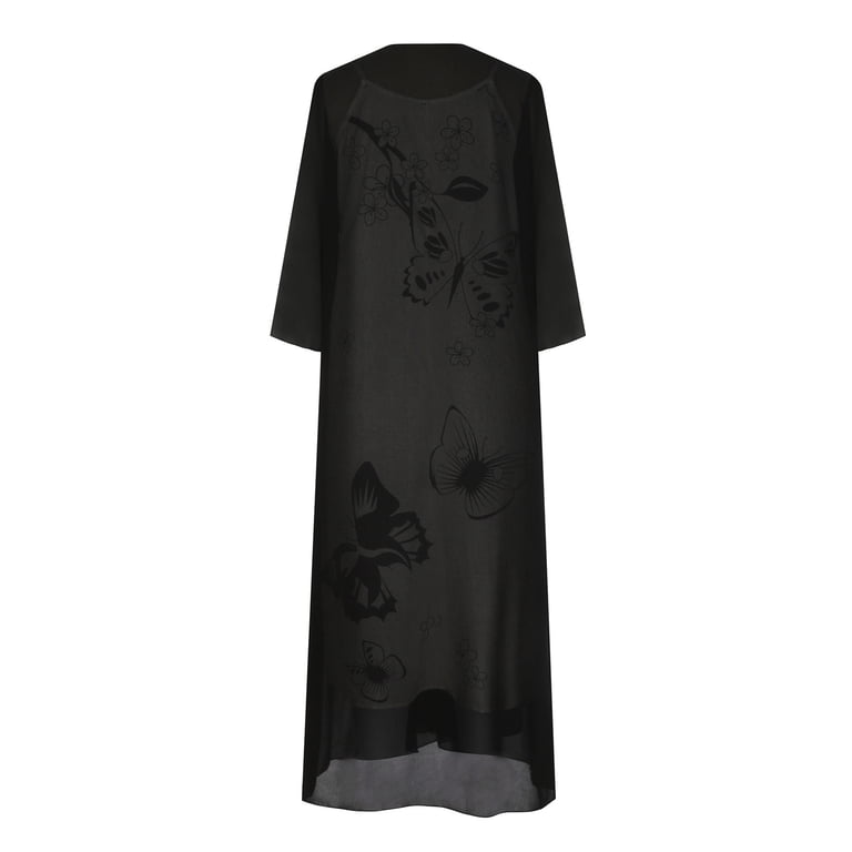 chinese dress ladies MakeMeChic Women's Long Sleeve Mock Neck Shirred Frill Trim Ruffle Casual  Short Smock Dress Black A X-Small at Amazon Women's Clothing store