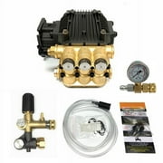 Pressure Gauge 5000 5800PSI 3/8” Quick Connector & Triplex Power Washer Pump 3.1 GPM 3000 psi 6.5 HP 3/4 Shaft For CAT For General For AR For Comet Replaces Mi-T-M 3-0414 3-0297 3-0413