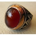 thumbnail image 5 of Red Onyx Mens Ring, Natural Red Onyx Gents Ring, December, Silver Jewelry, 925 Silver Ring, Birthday Gift, Heavy Mens Ring, Arabic Design, Ottoman Style Ring, Christmas, Turkey Mens Signet Ring, 5 of 5