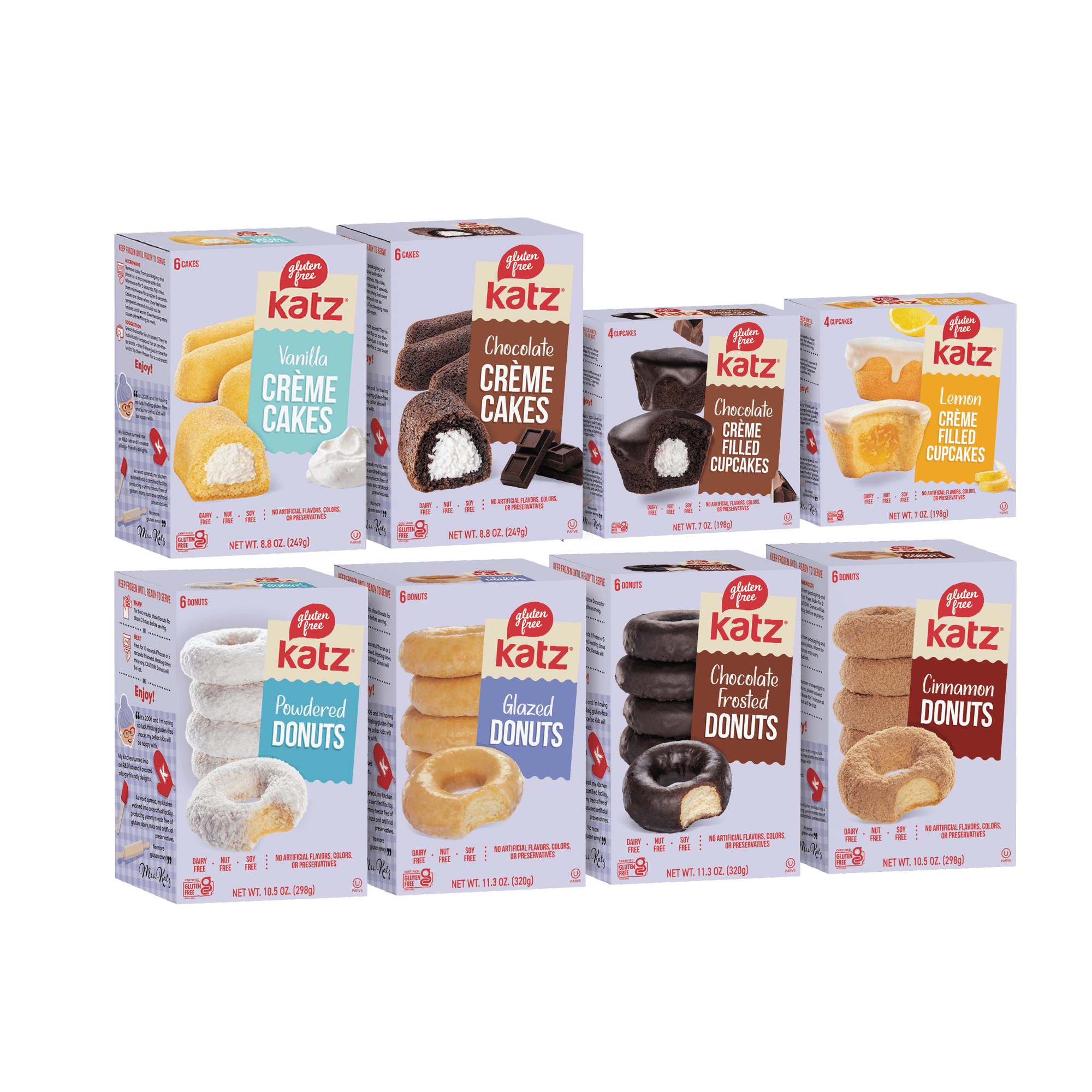 Katz Gluten Free Creme Cakes/Donuts - 1 | Gluten Free Dairy Free Nut Free Soy Free Kosher| 8 Pack