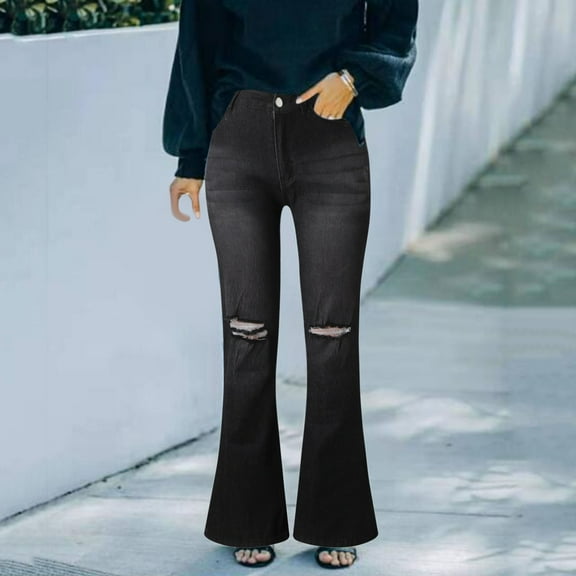 Aayomet Mom Jeans High Waisted Women's Plus Size Relaxed Fit Straight Leg Jean,Black XL