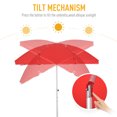 thumbnail image 4 of Outsunny Parasol de Plage Arqué 6,4 Pi avec Mât en Aluminium, Design Pointu, Inclinaison Réglable, Sac de Transport pour Patio Extérieur, Rouge, 4 of 10