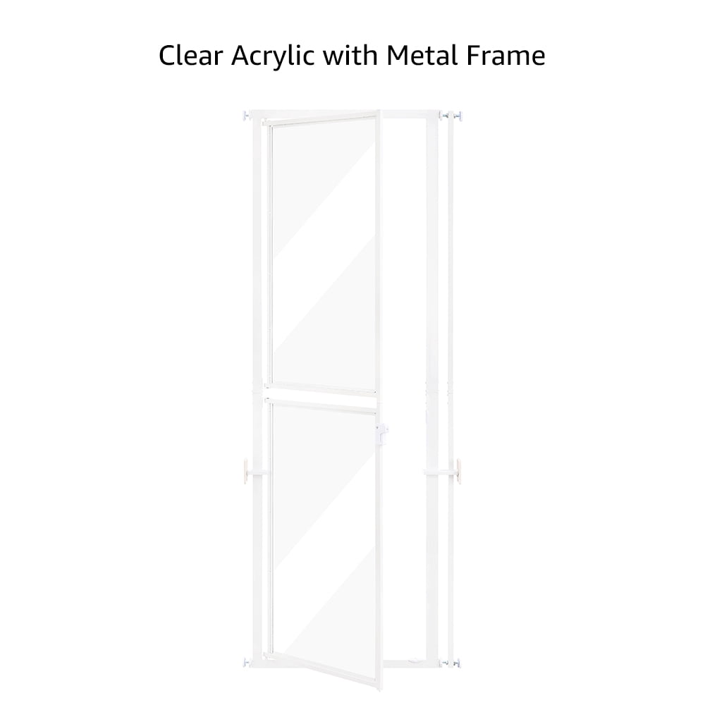 Unipaws 79" High Extra Tall Cat Gate, Clear Acrylic Dog Gate for Doorways, Fit 27.5"-31" Openings, White