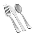 thumbnail image 6 of 350 piece silver dinnerware set ~ 100 silver plastic plates ~ 50 silver plastic silverware ~ 50 silver plastic cups ~ 50 linen like silver paper napkins, 50 guest disposable silver dinnerware set, 6 of 7