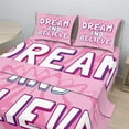 thumbnail image 2 of Ambesonne Pink White Fitted & Top Sheet Set with Shams, Phrases, Pink White, 2 of 8