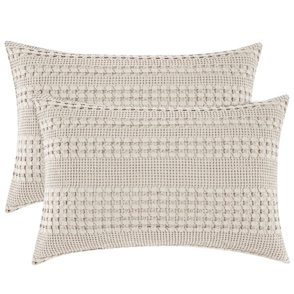 PHF Taies d'Oreiller Gaufrées 100 % Coton Format Très Grand, 2
