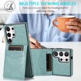 thumbnail image 5 of Allytech Back Flip Wallet Case for Samsung Galaxy S23 Ultra with 5 Card Holder, Luxury PU Leather Kickstand Magnetic Buckle Shockproof Anti-Scratch Protective Case for Women Men - Mint, 5 of 7