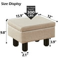 thumbnail image 6 of Tcbosik Rectangular Storage Ottoman with Flip-Top Lid, Small Footrest Stool with Hidden Compartment, Linen Fabric Padded Seat with Wooden Legs, for Bedroom Living Room Entryway, Khaki, 6 of 7