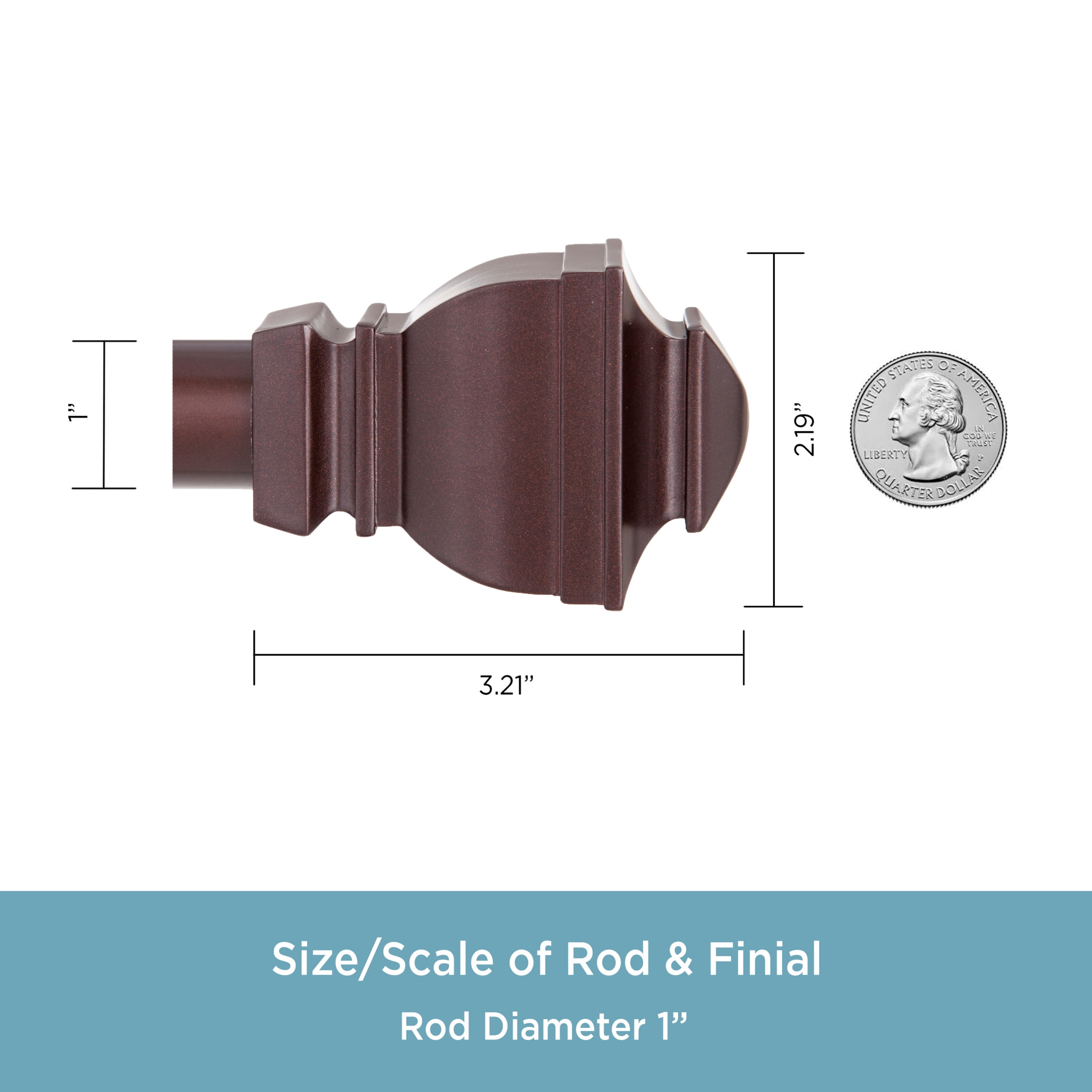 Kenney Riley 30-84" Value Decorative Steel Adjustable Curtain Rod, 1" Dia., Chocolate