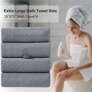 Green Essen 4 Pack Oversized Bath Towel Sets 700 GSM Soft Shower Towels 35 x 70 Inches Quick Dry Bath Sheets Highly Absorbent Bath Towel Clearance for Bathroom Spa Hotel Gym(Dark Grey)