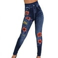 thumbnail image 1 of Women's Denim Print Fake Jeans Seamless Fleece Lined Leggings, 1 of 2