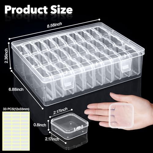 Bead Organizer Box, 31 Pcs Small Bead Organizers and Storage Plastic Cases, Mini Clear Diamond Painting Storage Containers Boxes with Hinged Lid for Jewelry, Bracelet, Seed, DIY Crafts