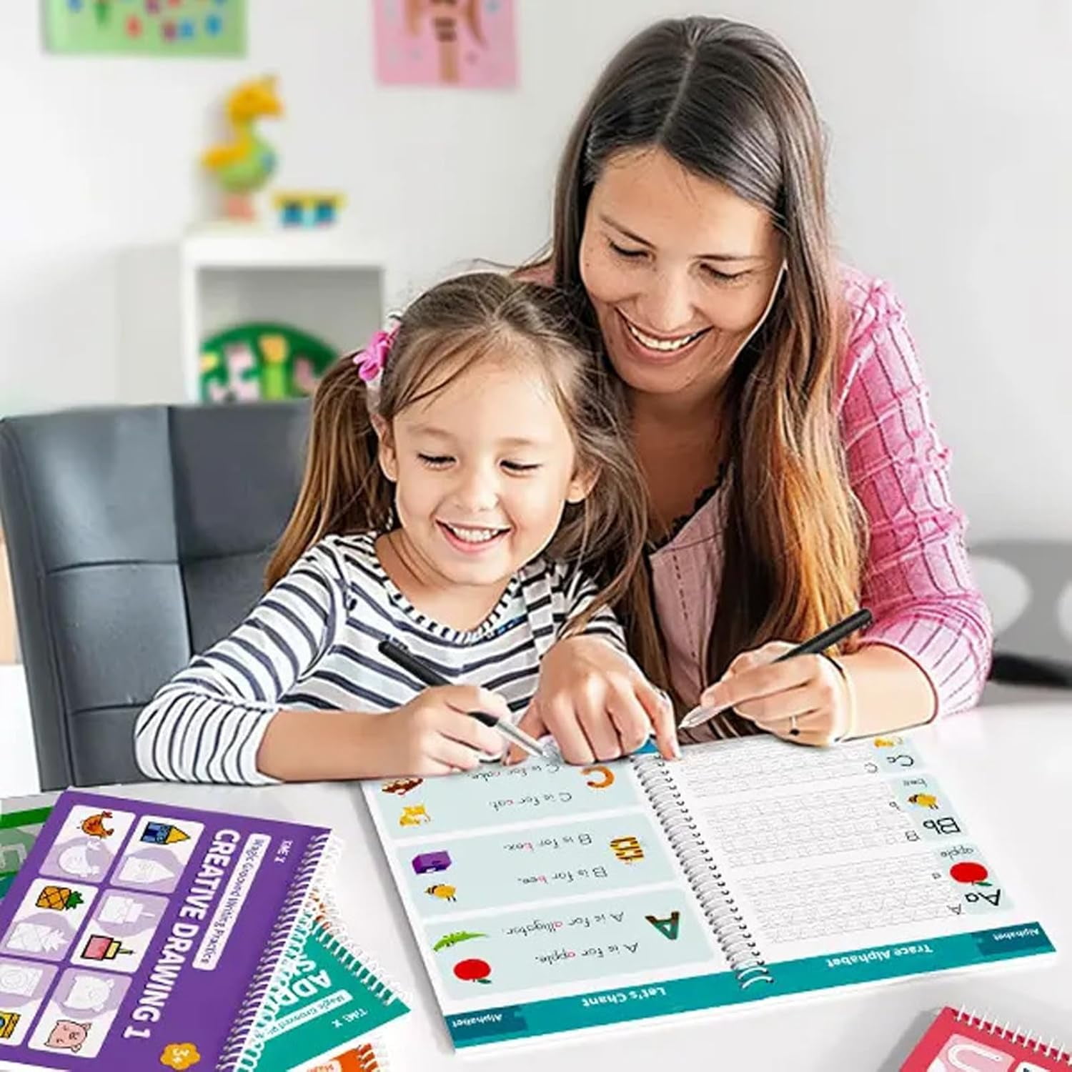 Tracetrek Workbook, Trace Trek Workbook Set - Magic Grooved Writting Practice, Reusable Grooved Handwriting Workbooks, Letter and Number Tracing Book