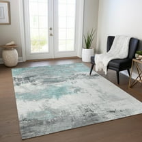 Addison Rugs Chantille Indoor/Outdoor Transitional Abstract Teal Washable Rectangle Rug, 10' x 14'