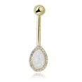 thumbnail image 5 of AVORA 10K Yellow Gold Pear-shaped Simulated Opal with Simulated Diamond CZ Halo Belly Button Ring Body Jewelry (14 Gauge)  - Size 0, 5 of 5