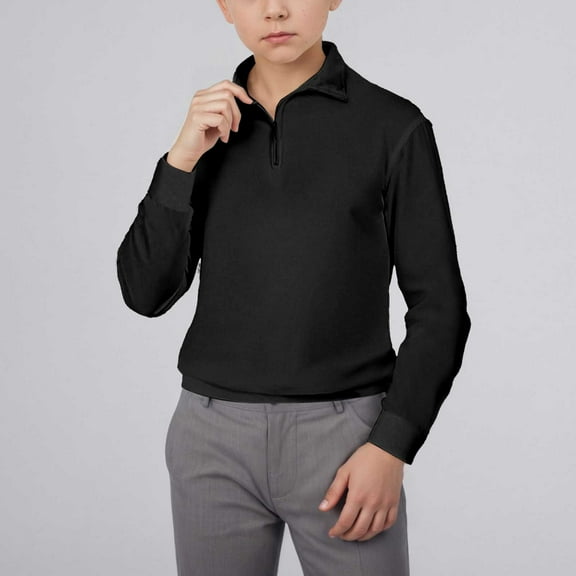 JIAYUE Tops for Boys Girls Long Sleeve Stand Collar Zip Front Sweatshirt Solid Color For Kids Sportswear