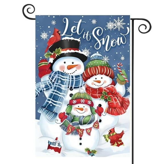 DMERBYL Christmas Snowman Garden Flag 12×18 Double Sided Vertical Burlap Snowflake Winter Xmas Yard Flags Farmhouse Style for Yard Holiday Flags Christmas Winter Seasonal Outdoor Decoration
