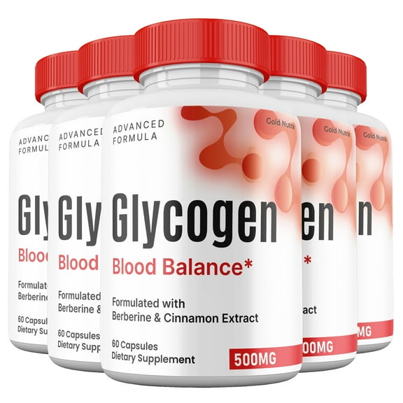 (5 Pack) Glycogen Blood Balance Capsules, Glycogen Pills Blood Support Supplement Glyco Maximum Strength All Natural, 30 Day Supply