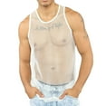 thumbnail image 1 of Mesh Tanks Top Fishnet See-Through Muscle Shirts Sleeveless Nightclub Sheer Top, 1 of 6
