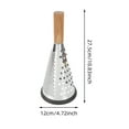 thumbnail image 2 of 3-Function Stainless Steel Conical Cheese Grater with Wooden Handle - Versatile Vegetable Shredder with Non- Rubber Base - Silver, 2 of 3