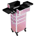 thumbnail image 2 of Topeakmart 4 in 1 Aluminum Rolling Cosmetic Makeup Train Cases Trolley, Glitter Pink, 2 of 15