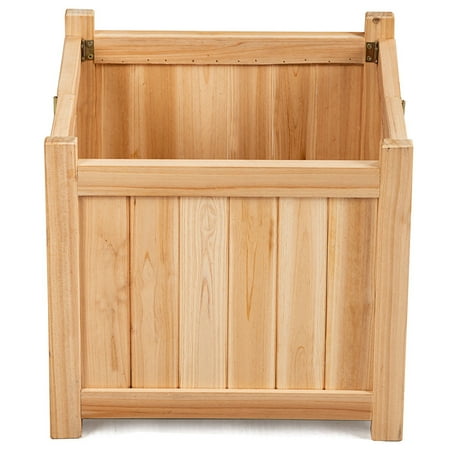 Costway Square Wood Flower Planter Box Raised Vegetable 