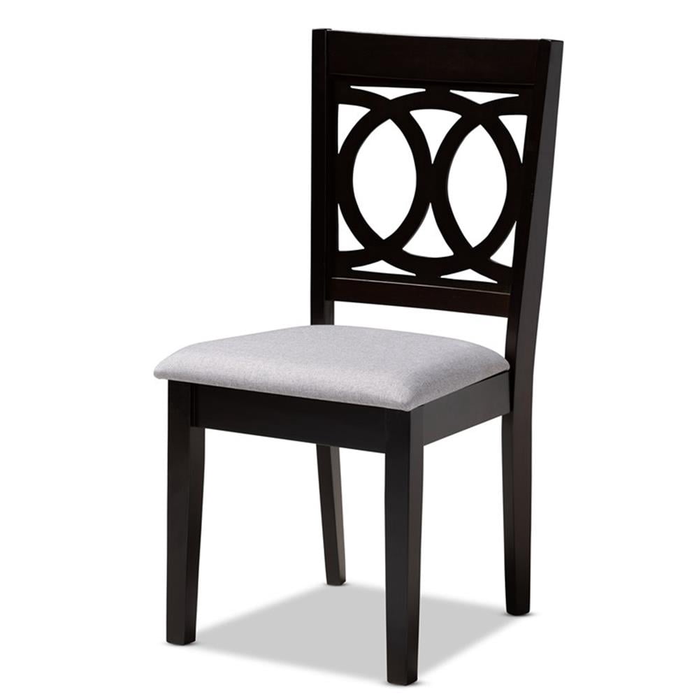 Baxton Studio Lenoir Fabric and Wood Dining Chairs in Gray and Brown (Set of 4)