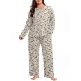 thumbnail image 2 of Cueply Women's Plus Size Pajama Set Long Sleeve Loungewear Long Pants Sleepwear Soft 2 Piece Pjs with Pockets, 2 of 9