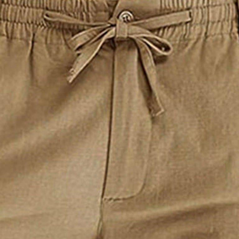 Homenesgenics Khaki Pants for Men Fashion Men Casual Work Cotton Pure  Elastic Waist Long Pants Trousers Men Clearance Clothes