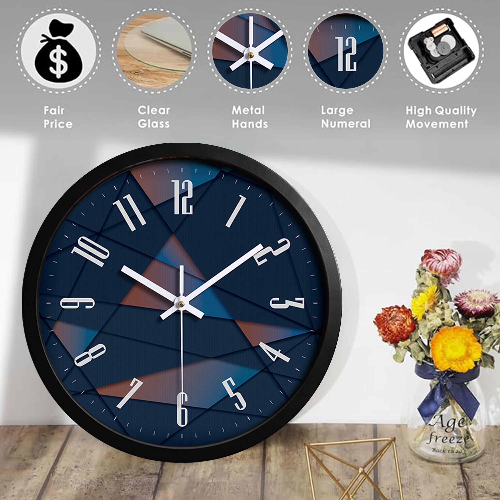 CozySound Wall Clock Silent Non Ticking 12 Inch for Home/Kitchen/Office/Classroom/School Clocks