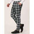 thumbnail image 2 of Unique Bargains Men's Plaid Dress Pants Casual Slim Fit Checkered Business Trousers 30 Black, 2 of 6