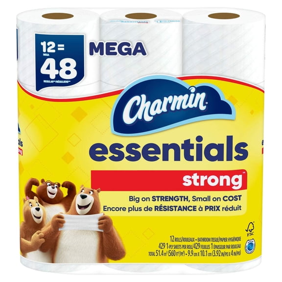 Charmin Essentials Strong Toilet Paper 12 Mega Rolls