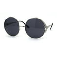 thumbnail image 1 of Womens Round Circle Lens Side Visor Retro Sunglasses Silver Black, 1 of 4