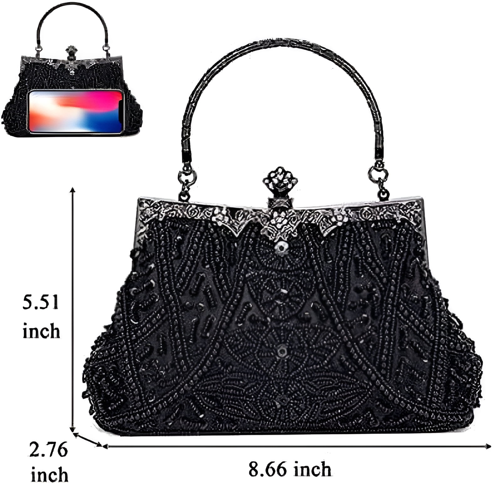 Nvzi 1920s Vintage Beaded Clutch Evening Bags for Women Formal Bridal Wedding Clutch Purse