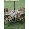 thumbnail image 4 of Outdoor Tablecloths with Umbrella Hole & Zipper, Texas Star Rustic 60x60 Inch Square Tablecloths, Country Blue Berry Brown Wooden Plank Waterproof Table Cloth, Patio/Pool/Picnic Table Covers, 4 of 8