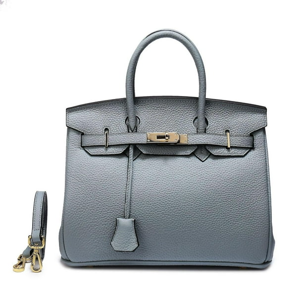 Women Ladies Handbag First Layer Cowhide Fashion Litchi Pattern Birkin Bag