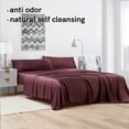 thumbnail image 4 of YNM Bamboo Bed Sheet Set, 500TC Fabric with 1 Pillowcases and Flat Sheet, Deep Pocket Fit 17'', Cooling and Silky-Soft Feel, Sweat Wicking, 3 Piece (Twin, Bamboo Rose Purple), 4 of 5