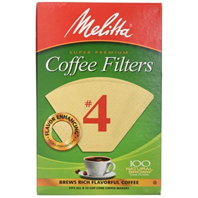 Melitta M44 Cone Coffee Filters, Natural Brown 4, 100 Count (Pack Of