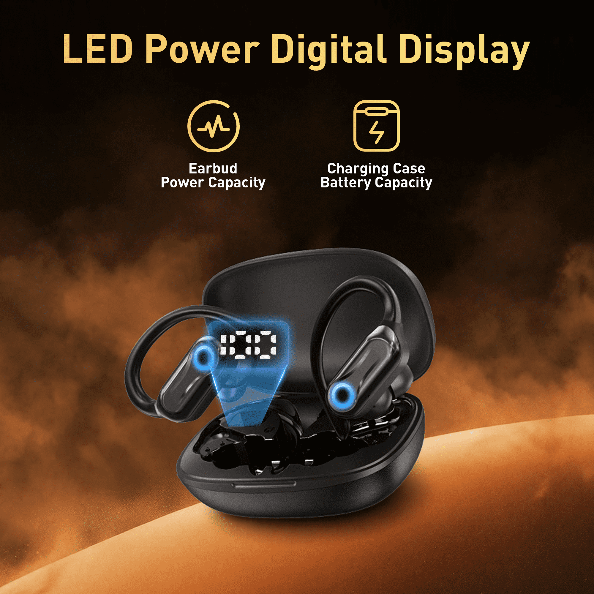 ETEPEHI Wireless Earbuds - 68Hrs Bluetooth 5.4 Headphone Sport, Bluetooth Earbuds Stereo Deep Bass Over Ear Bud with Earhooks, Wireless Headphones for Workout/Running thumbnail 4