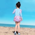thumbnail image 4 of MEZZALL Summer Girls Long Sleeve Swimwear Sun Rash Guard With Fish Scale Design Swim For Toddler Kids Boho With Cartoon / Flower Print Beachwear, 4 of 6