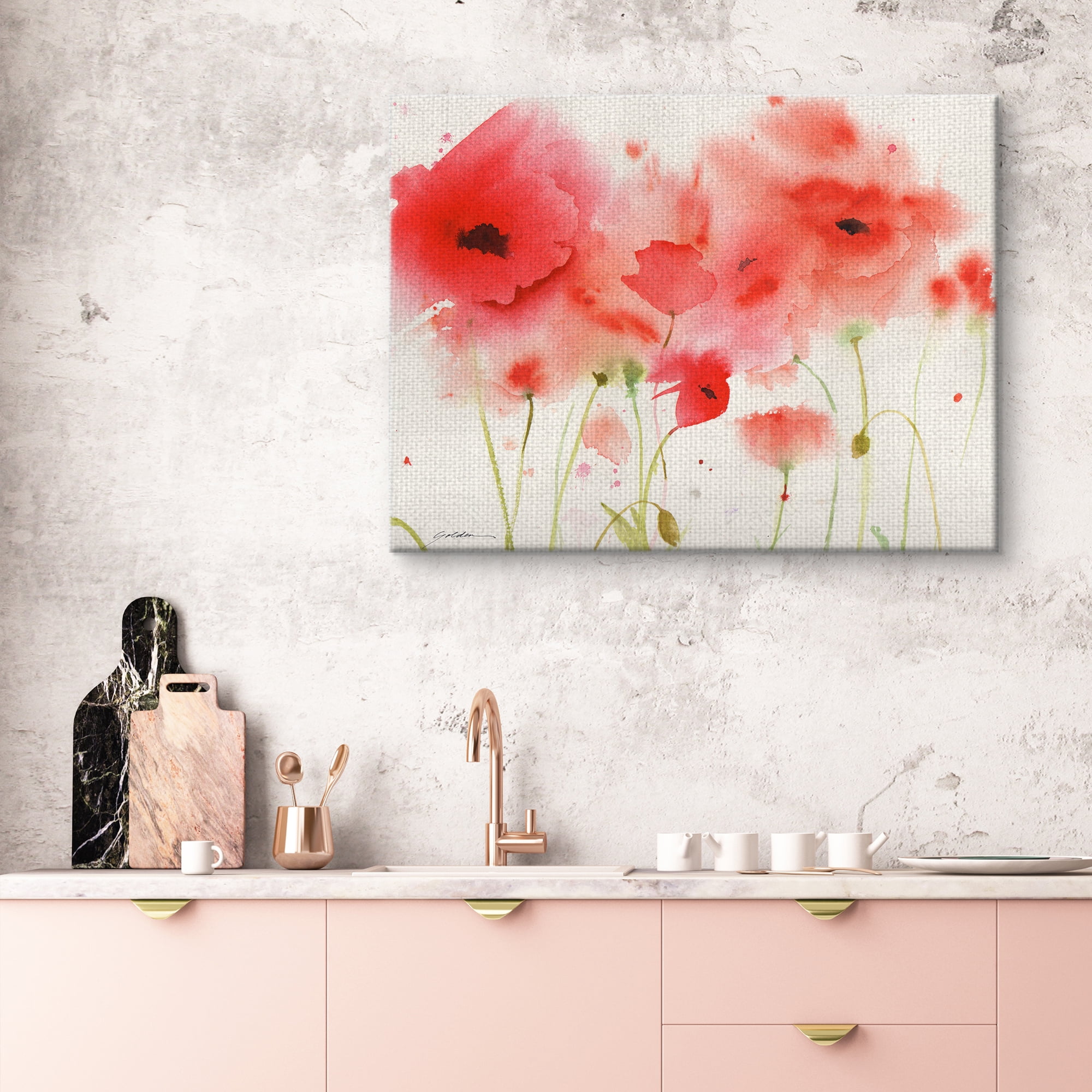 Masterpiece Art Gallery Red Poppies by Sheila Golden Canvas Art Print 30" x 40"