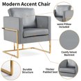 thumbnail image 3 of Modern Velvet Accent Chair, Mid-Century Upholstered Arm Chair with Gold Metal Legs, Comfy Single Sofa for Living Room, Bedroom, Side Chair for Salon Reception, Club, 3 of 5