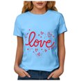 thumbnail image 6 of Yindaity T Shirts for Women Women's Valentine Shirts Retro Candy Couple Love Heart T-Shirt Casual Lover Gift Blouse Tops(Sky Blue,S), 6 of 8