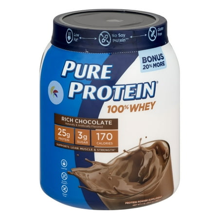 Pure Protein 100% Whey Protein Powder, Rich Chocolate, 25g Protein, 1.75 Lb