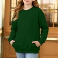 thumbnail image 2 of Abtuhar Fall Winter Sweatshirt Pullover for Middle Big Girls Solid Long Sleeve Crew Neck Tops with Side Pockets for 5-15 Years, 2 of 5