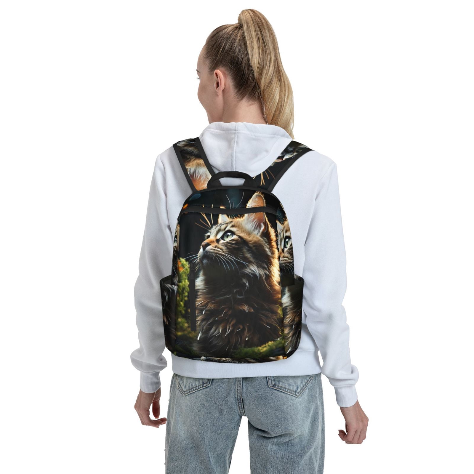 Hirioo Realistic Style Cute Cat for Lightweight Backpack, Durable and Comfortable, Ideal for Travel, School, Hiking, and Everyday Use