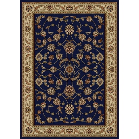 Traditional Rugs Blue Vitaly Rafiqi Area Rugs - 1596 Traditional Oriental Navy Blue Italian Bordered Floral Vines Rug ()