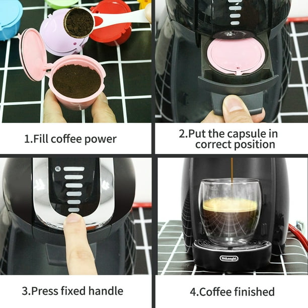 PP Fillable Coffee Capsules Reusable Coffee Capsule Cup Filter Set Compatible with DOLCE GUSTO Series Coffee Machine